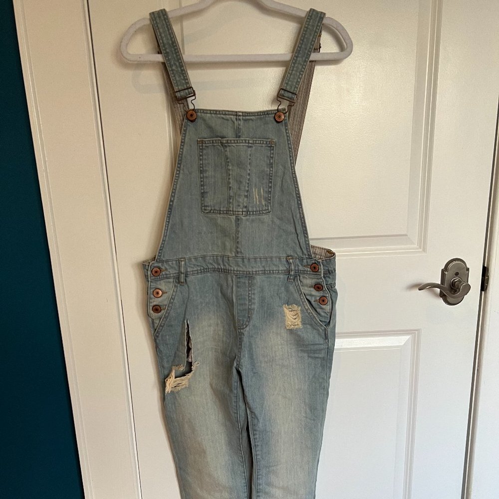 Forever 21 Distressed Denim Overalls | Size 28
